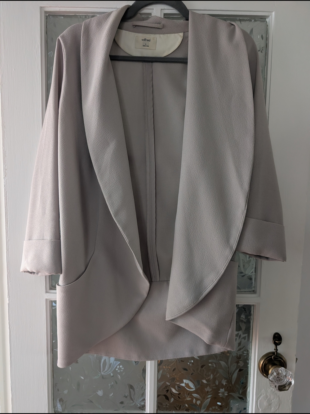 Wilfred Light Gray Draped Open Front Blazer